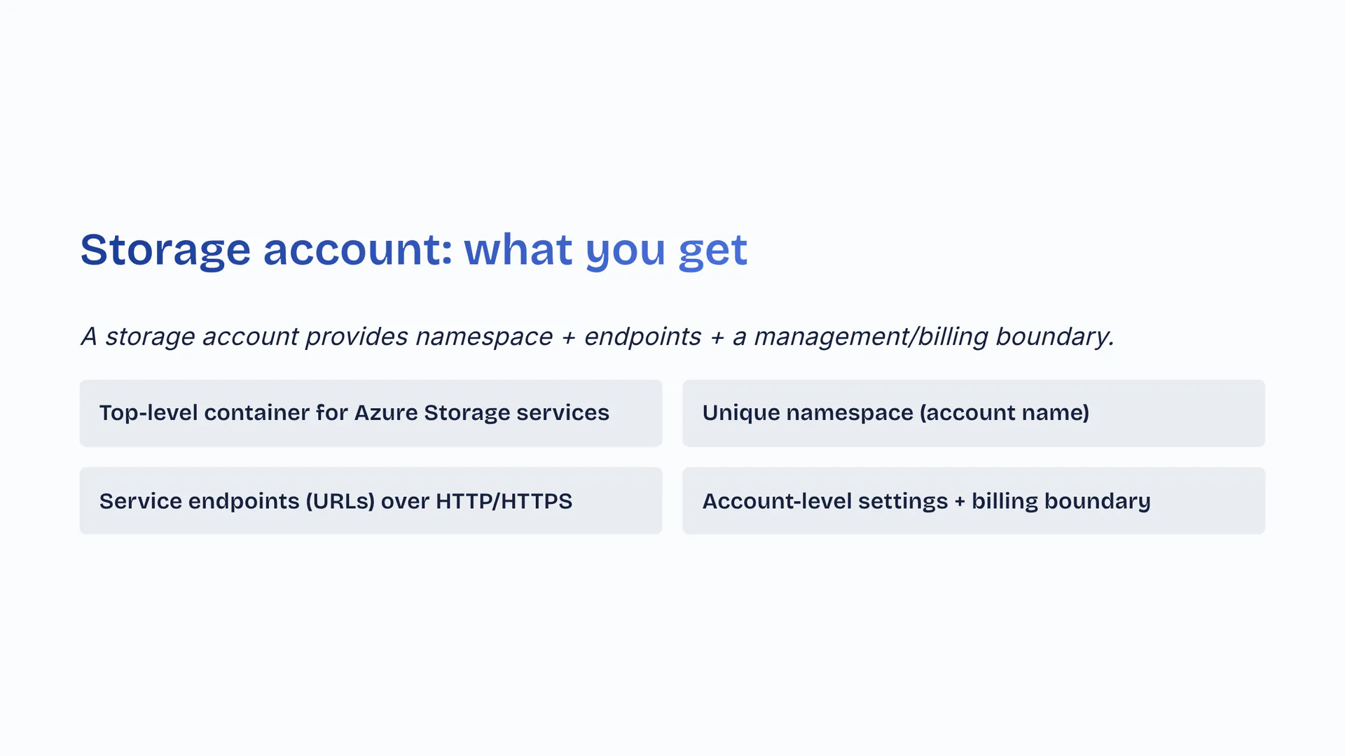 Storage account: what you get